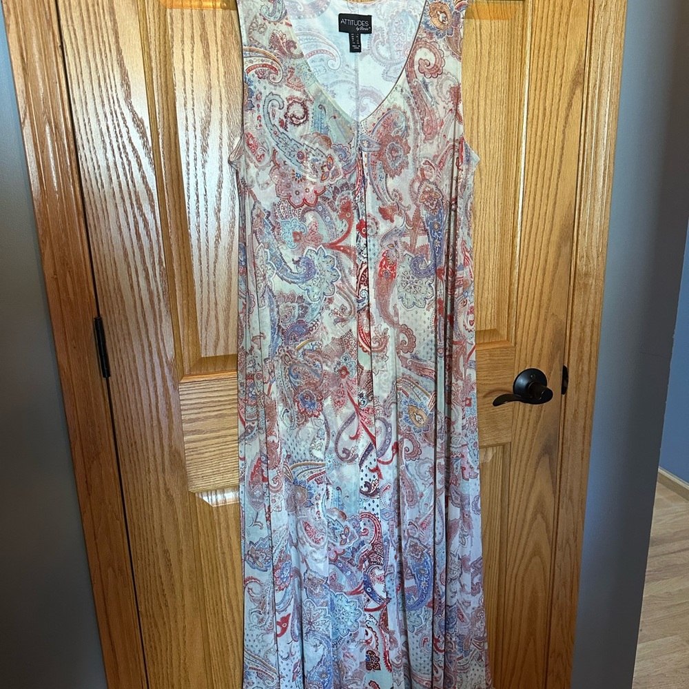 Attitudes by Renee Pink and Blue Sleeveless Maxi Sundress